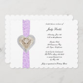 Invitation de la nuptiale de dentelle violette Uni (Devant / Derrière)