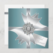 Invitation de la nuptiale de la bow en diamant ble (Devant / Derrière)