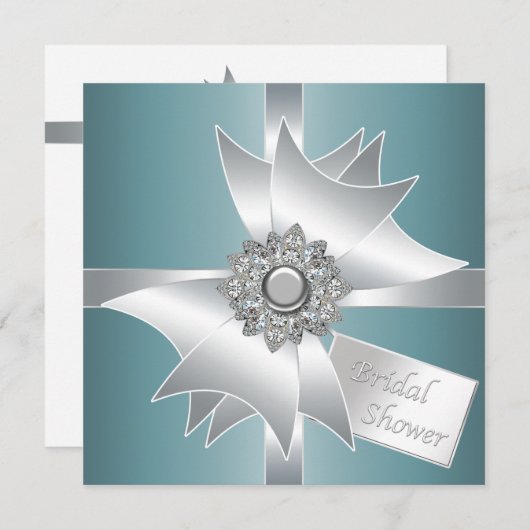 Invitation de la nuptiale de la bow en diamant ble (Devant / Derrière)