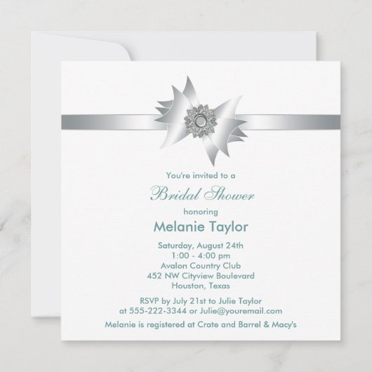 Invitation de la nuptiale de la bow en diamant ble (Dos)