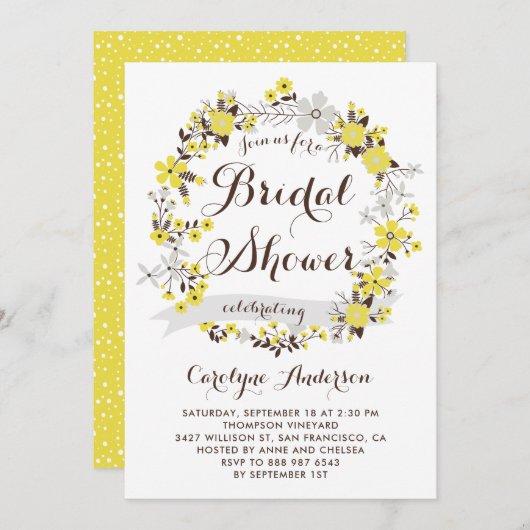 Invitation de la nuptiale de la couronne de fleurs (Devant / Derrière)