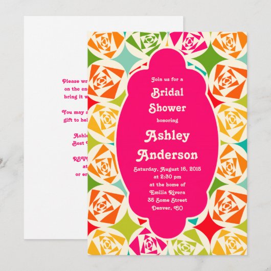 Invitation de la nuptiale de la recette | Roses d' (Devant / Derrière)