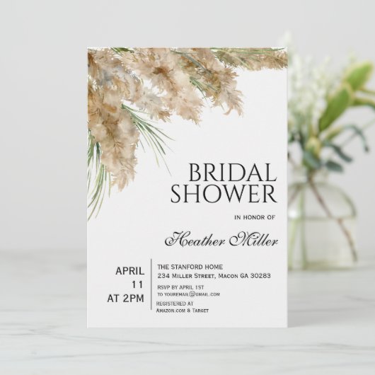 Invitation de la nuptiale de Pampas Grass Boho (Debout devant)