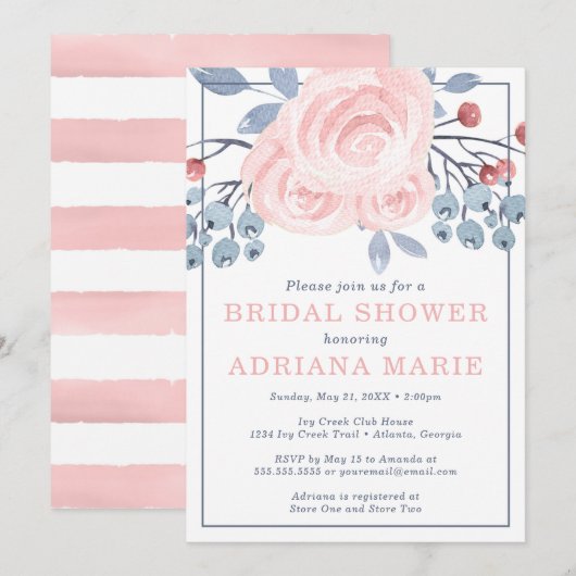 Invitation de la nuptiale de printemps, Fleur aqua (Devant / Derrière)