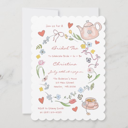 Invitation de la nuptiale de thé Whimsical tiré à  (Devant)