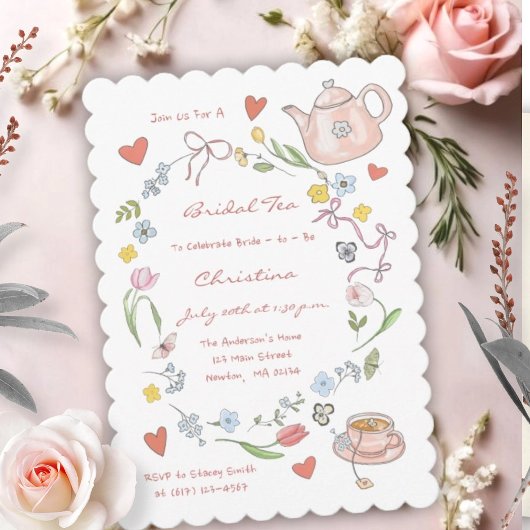 Invitation de la nuptiale de thé Whimsical tiré à 