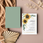 Invitation de la nuptiale de tournesol Eucalyptus<br><div class="desc">Créez une carte d'invitation de Sunflower Floral Script Bridal Shower moderne avec ce modèle mignon avec un magnifique bouquet fleuri rustique avec une typographie simple et moderne. CONSEIL : Des cartes de suite mariage comme RSVP, des programmes de mariage, des bannières, des tapisseries, des étiquettes cadeaux, des affiches, et d'autres...</div>