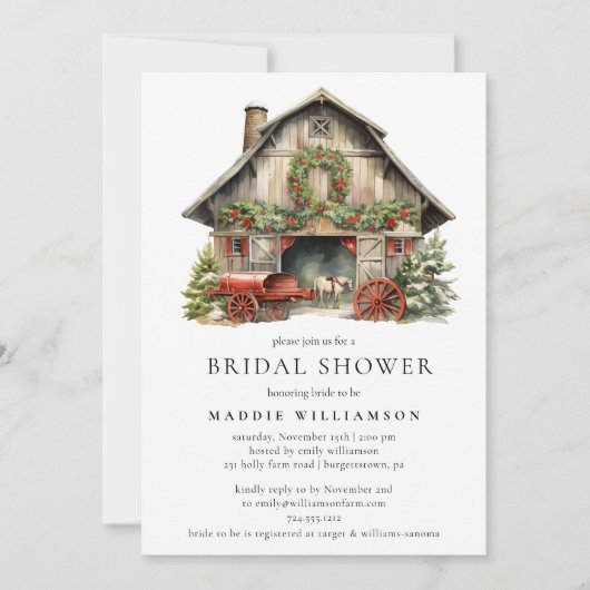 Invitation de la nuptiale de vacances d'hiver (Devant)