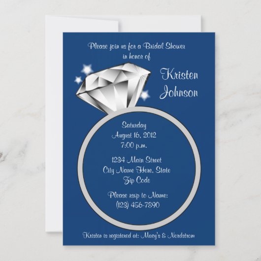 Invitation de la nuptiale Diamond Ring Royal Blue (Devant)