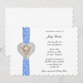 Invitation de la nuptiale en dentelle bleue Unicor (Devant / Derrière)