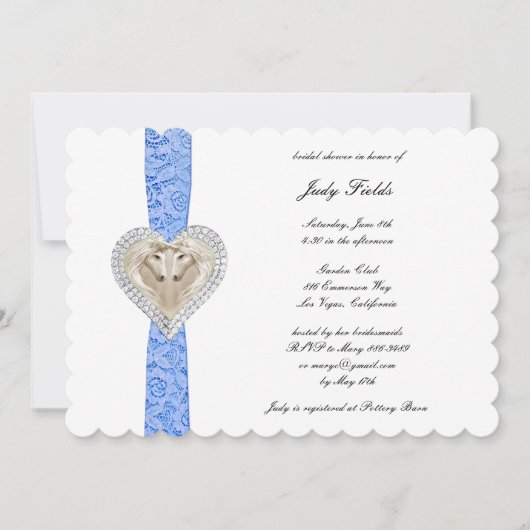 Invitation de la nuptiale en dentelle bleue Unicor (Devant)