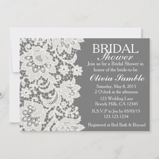 Invitation de la nuptiale en dentelle chic Shabby (Devant)