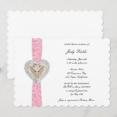 Invitation de la nuptiale en dentelle rose Unicorn (Devant / Derrière)