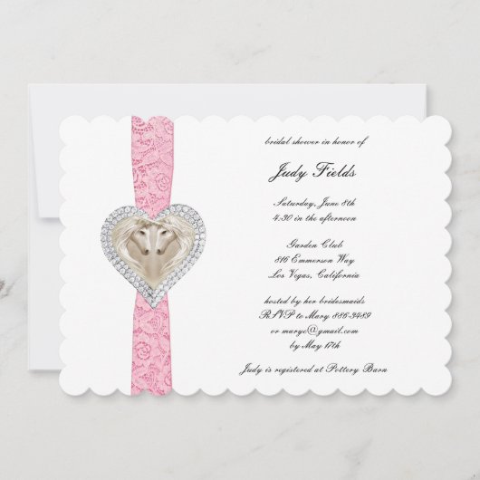 Invitation de la nuptiale en dentelle rose Unicorn (Devant)