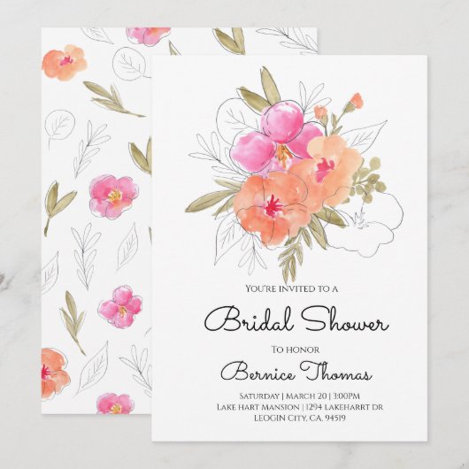 Invitation de la nuptiale fleur de printemps (Devant / Derrière)