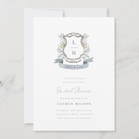 Invitation de la nuptiale Floral Crest (Devant)