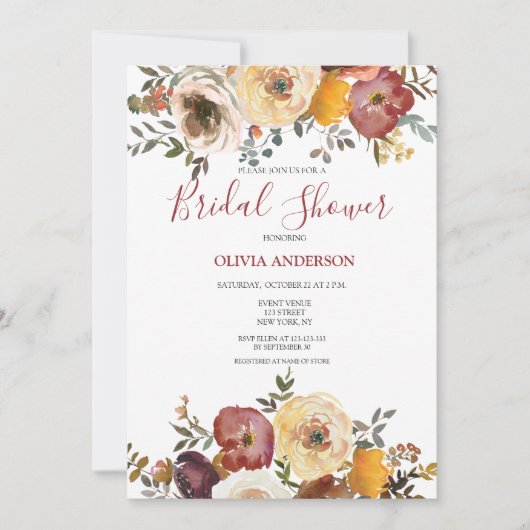 Invitation de la nuptiale florale d'automne (Devant)