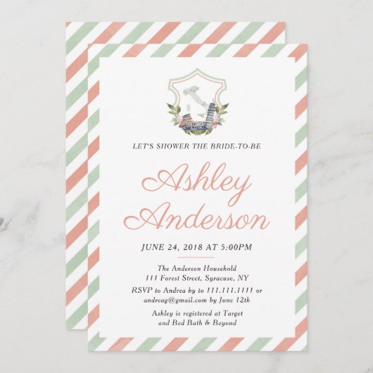 Invitation de la nuptiale italienne Crest (Devant / Derrière)