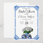 Invitation de la nuptiale Jar à gingembre bleu et (Devant / Derrière)