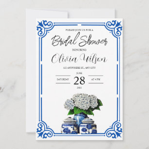 Invitation de la nuptiale Jar à gingembre bleu et