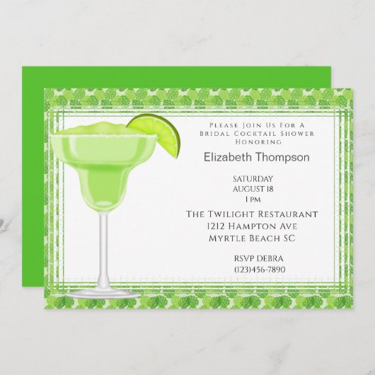 Invitation de la nuptiale Lime Margarita (Devant / Derrière)