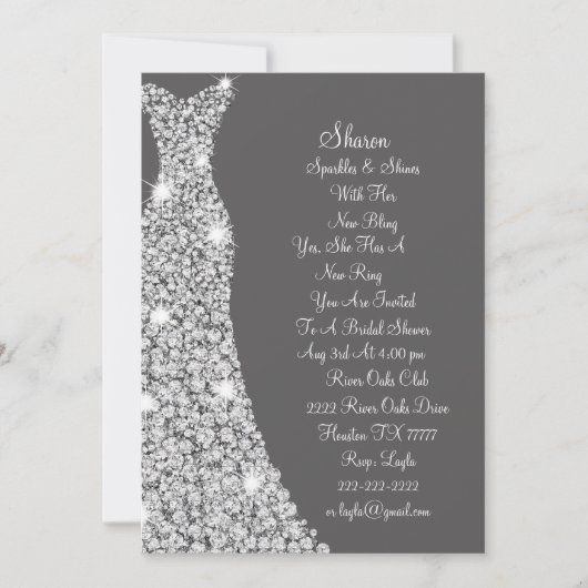 Invitation de la nuptiale Mariage habillée en diam (Devant)