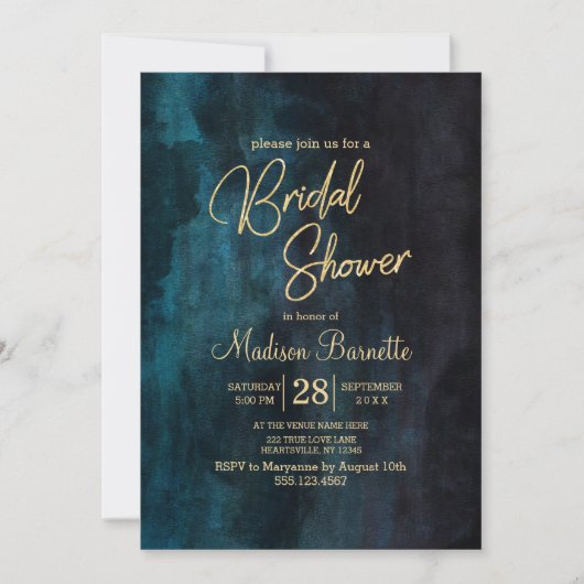 Invitation de la nuptiale marine Blue Watercolor G (Devant)