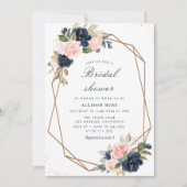 Invitation de la nuptiale marine et rose (Devant)