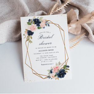 Invitation de la nuptiale marine et rose