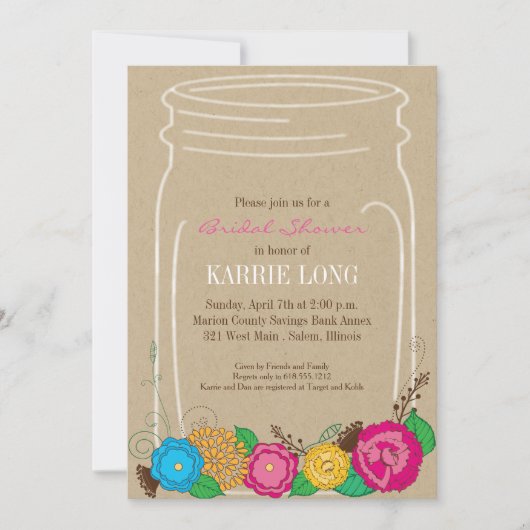 Invitation de la nuptiale Mason Jar (Devant)