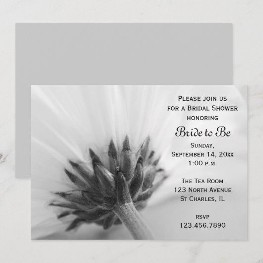Invitation de la nuptiale noire et blanche Daisy (Devant / Derrière)