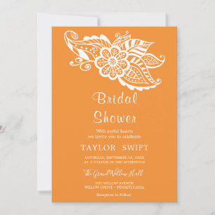 Invitation de la nuptiale Orange Indian Paisley