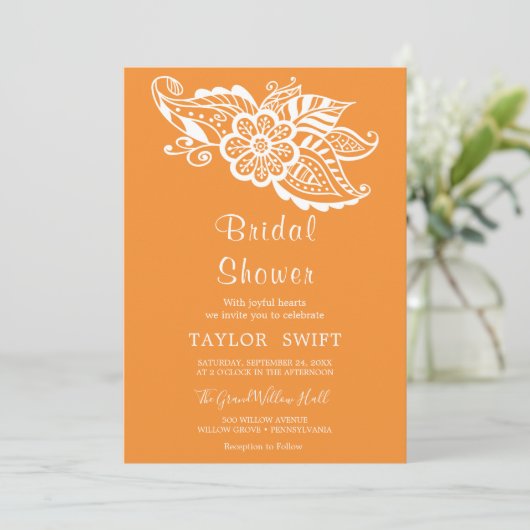 Invitation de la nuptiale Orange Indian Paisley (Debout devant)