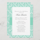 Invitation de la nuptiale Pearl Aqua Damask (Devant / Derrière)