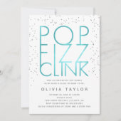 Invitation de la nuptiale Pop Fizz Clink, Aqua (Devant)