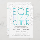 Invitation de la nuptiale Pop Fizz Clink, Aqua (Devant / Derrière)