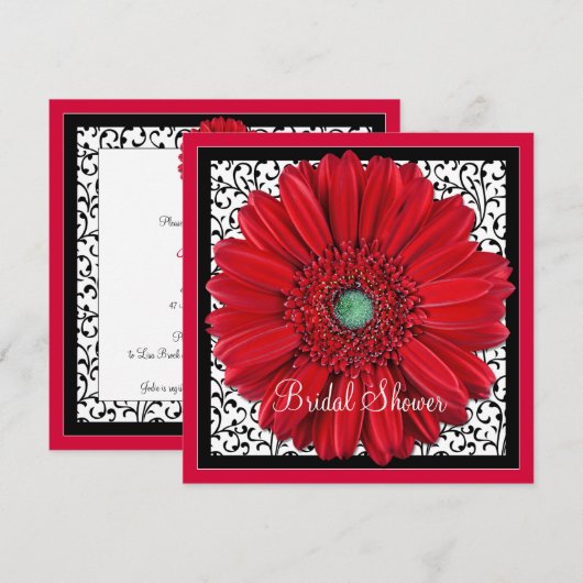 Invitation de la nuptiale Red Gerbera Daisy (Devant / Derrière)