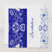 Invitation de la nuptiale Royal Blue & White Damas (Dos)