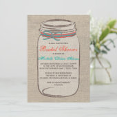 Invitation de la nuptiale Rustic Burlap Mason Jar (Debout devant)