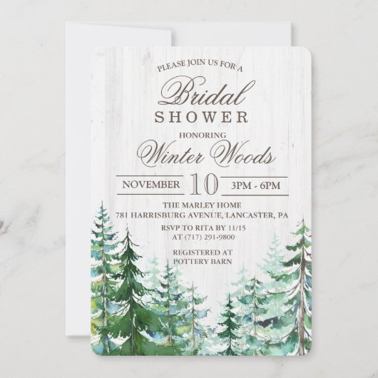 Invitation de la nuptiale Rustic Wood Tree (Devant)