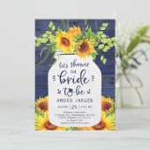 Invitation de la nuptiale Sunflower Navy Mason Jar (Debout devant)