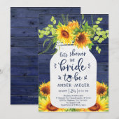 Invitation de la nuptiale Sunflower Navy Mason Jar (Devant / Derrière)