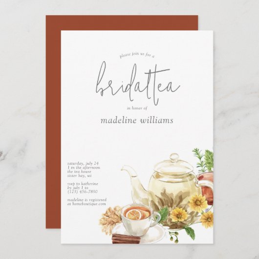 Invitation de la nuptiale Tea Boho (Devant / Derrière)