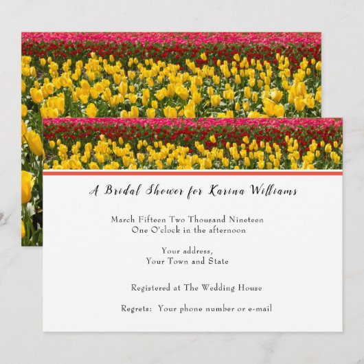 Invitation de la nuptiale Tulip Spring (Devant / Derrière)