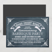 Invitation de la partie BBQ Chalkboard House (Devant / Derrière)