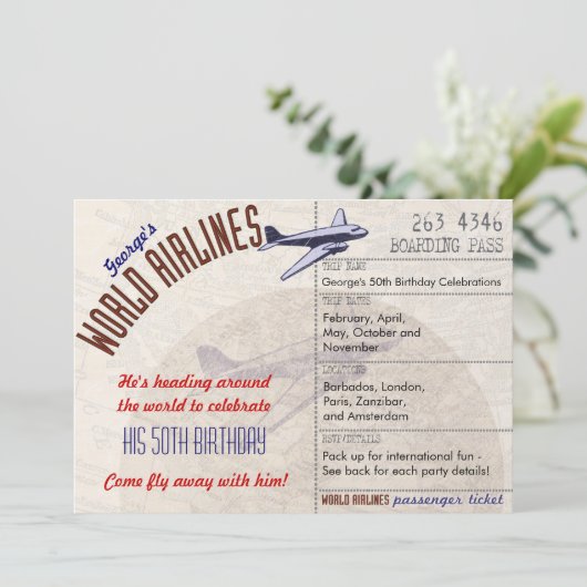 Invitation de la partie billets d'avion MultiDates (Debout devant)