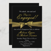 Invitation de la partie Black & Gold Fiançailles C (Devant / Derrière)