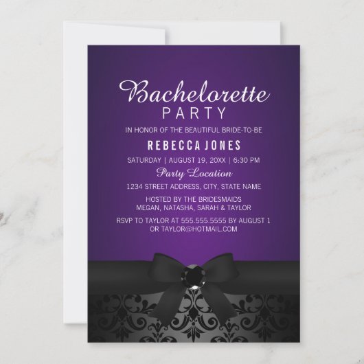 Invitation de la partie Black & Purple Bow (Devant)