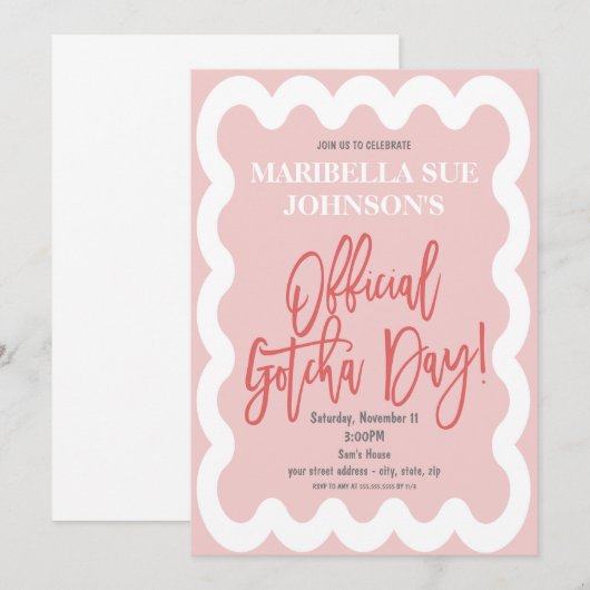 Invitation de la Partie d'adoption (Devant / Derrière)