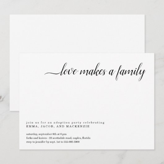 Invitation de la Partie d'adoption (Devant / Derrière)